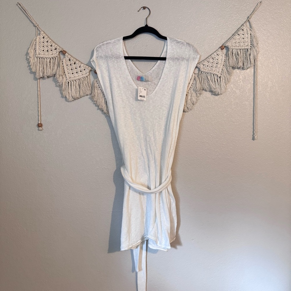 Free People‎ Beach Cotton Linen Blend Knit Sleeveless Tunic Dress